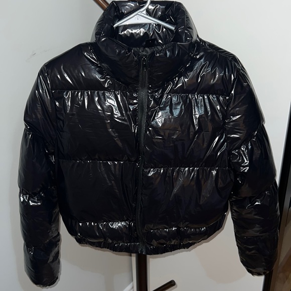 Solid zip front puffer coat “black” - Picture 1 of 4